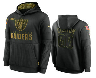 Men's Las Vegas Raiders Black ACTIVE PLAYER 2020 Customize Salute to Service Sideline Performance Pullover Hoodie